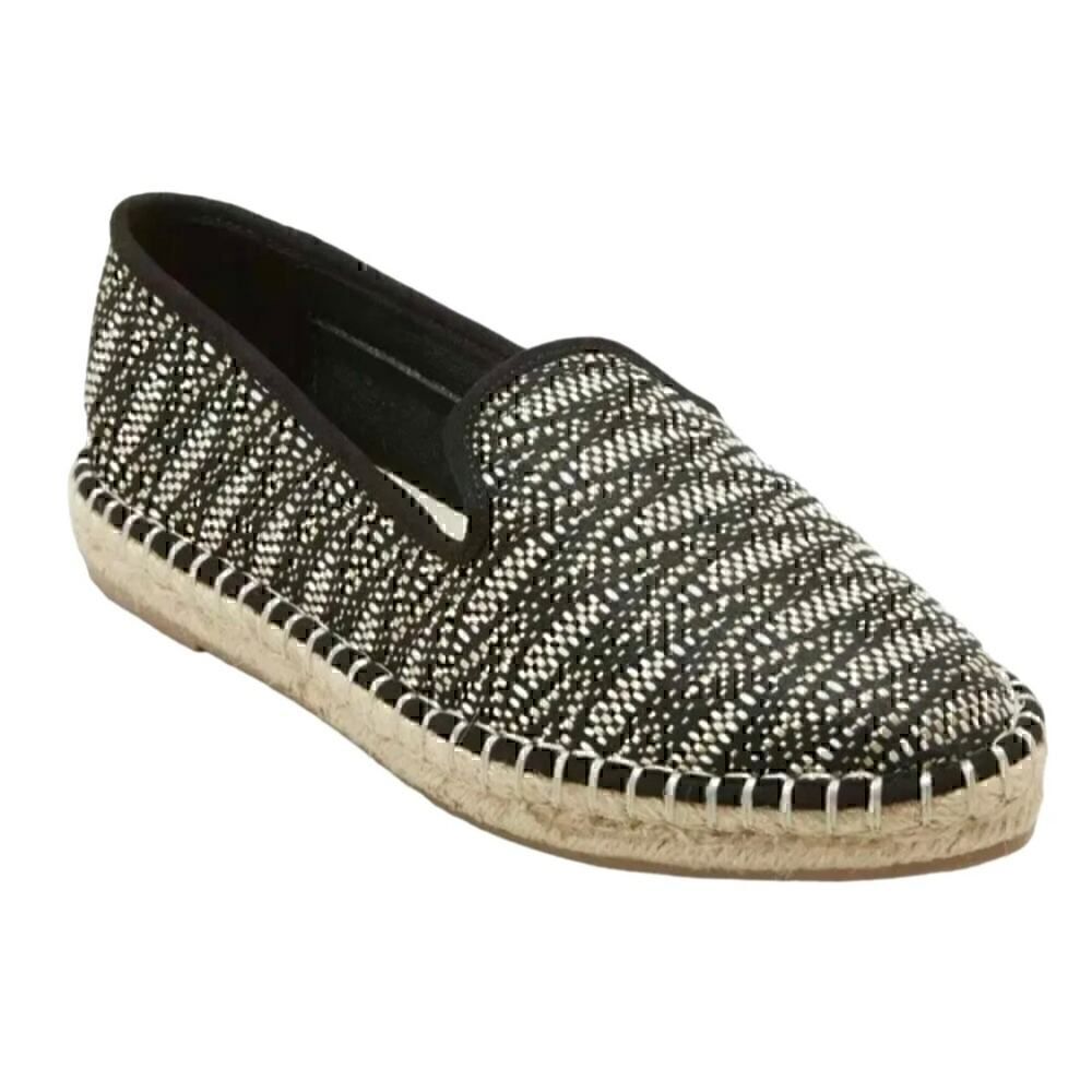 Universal Thread Espadrilles Flats Women's Casual Black Fabric Stitched Size 7